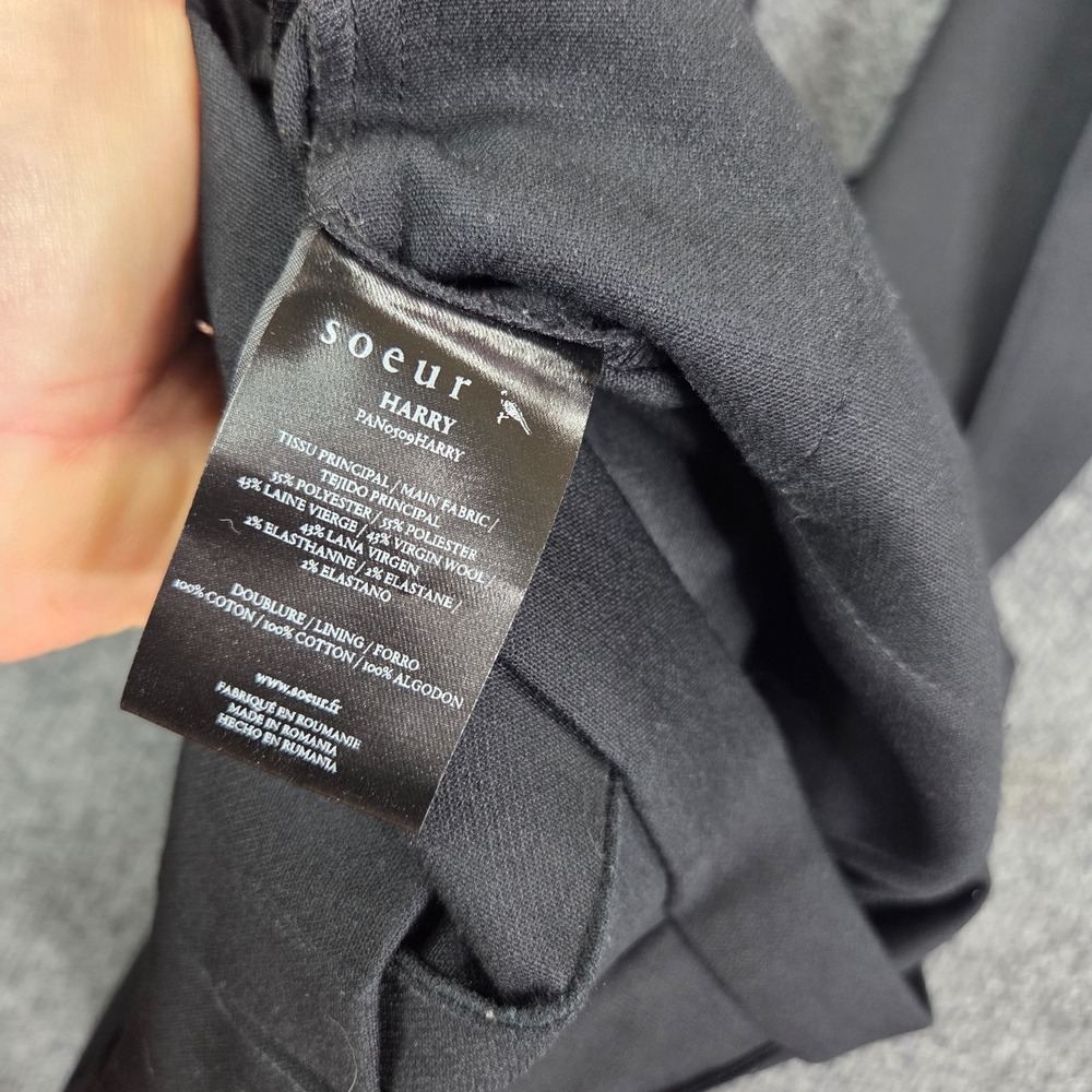 Soeur Harry Wide Leg Pants Black Stretch High Rise Patch Pocket Denim Size 40 8 - Picture 8 of 10